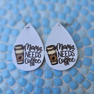 FAUX Leather Earrings, between 2.5" and 3.5" , MaMa Needs Coffee
